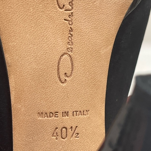 Oscar De La Renta black  Pump Platform Open Toe Heels Size 40.5 USA 10.5 - Picture 10 of 13